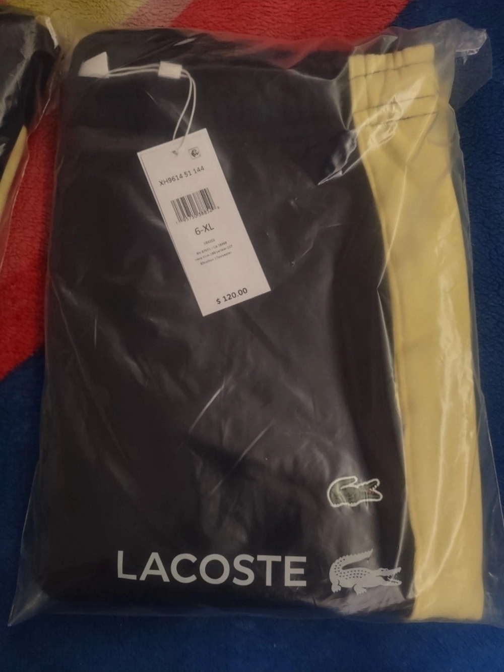 Lacoste Dark Blue Polo with Yellow Zip Detail